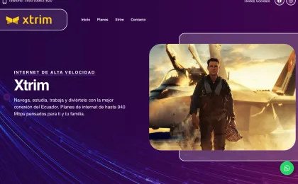 Captura de la landing page de Xtrim, proveedor de internet en Ecuador, para una promoción